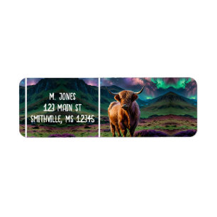 Highland Cow Under The stars Return Address Label