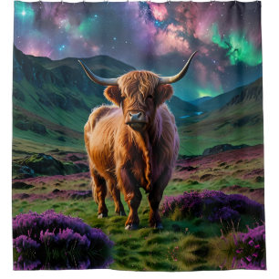 Highland Cow Under The Stars Shower Curtain