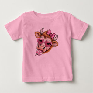 Highland Cow Valentine Coquette Valentine's Day Baby T-Shirt