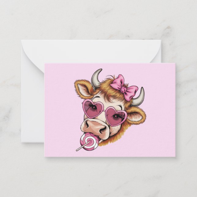 Highland Cow Valentine Coquette Valentine's Day  Card (Front)