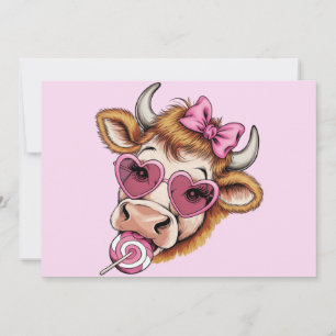 Highland Cow Valentine Coquette Valentine's Day  Holiday Card