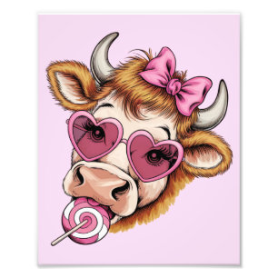 Highland Cow Valentine Coquette Valentine's Day  Photo Print
