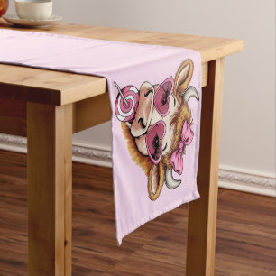 Highland Cow Valentine Coquette Valentine's Day Short Table Runner