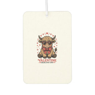 Highland Cow Valentine Cute Vintage Engraving Shir Car Air Freshener
