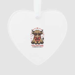 Highland Cow Valentine Cute Vintage Engraving Shir Ornament