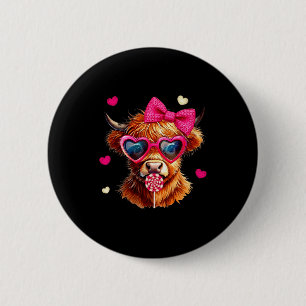 Highland Cow Valentines Day Funny Hearts Valentine 6 Cm Round Badge