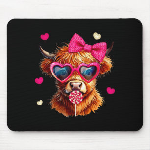 Highland Cow Valentines Day Funny Hearts Valentine Mouse Pad