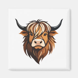 Highland Cow Vector Art Animal Modern Urban City Magnet