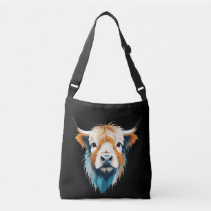 Highland Cow Vector Art with Vibrant Colours Crossbody Bag