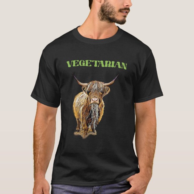 Highland Cow  Vegetarian T-Shirt (Front)