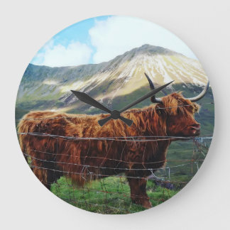 Highland Cow Wall Clock - Rustic Scottish Decor
