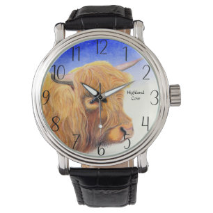 Highland Cow Watercolor Watch