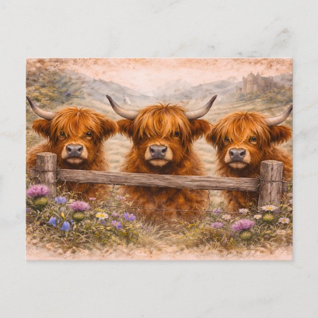 Highland Cow - Watercolour Animals Postcard (Front)