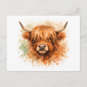Highland Cow - Watercolour Animals Postcard