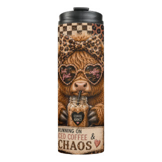Highland Cow Wearing Sunglasses Thermal Tumbler