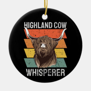 Highland Cow Whisperer Ceramic Ornament