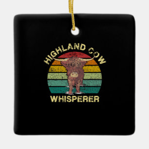 Highland Cow Whisperer Ceramic Ornament