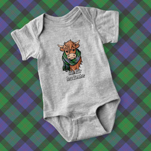 Highland Cow with Blair Tartan Scarf Baby Bodysuit