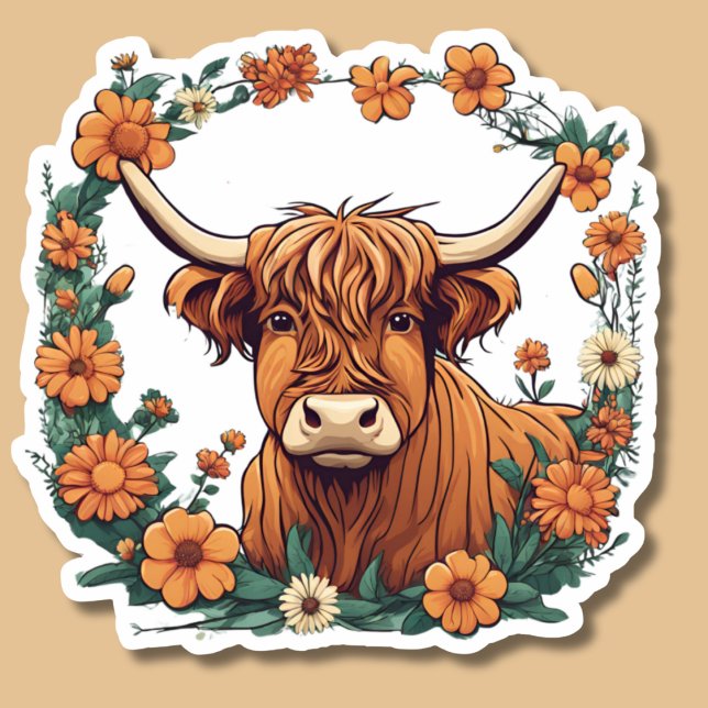 Highland Cow With Bohemian Flowers  (Creator Uploaded)