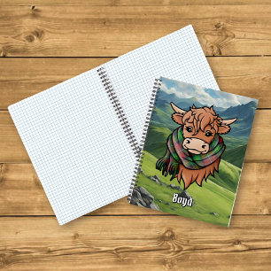 Highland Cow with Boyd Tartan Scarf Notebook