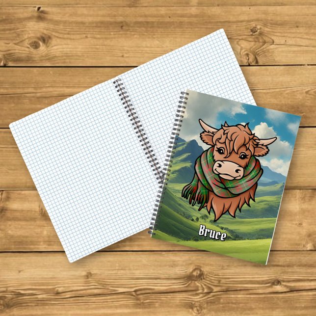 Highland Cow with Bruce Hunting Tartan Scarf Notebook (Creator Uploaded)