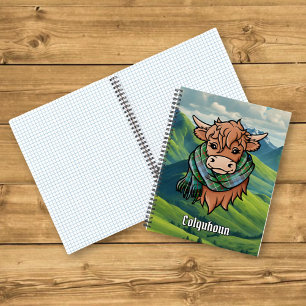 Highland Cow with Colquhoun Tartan Scarf Notebook
