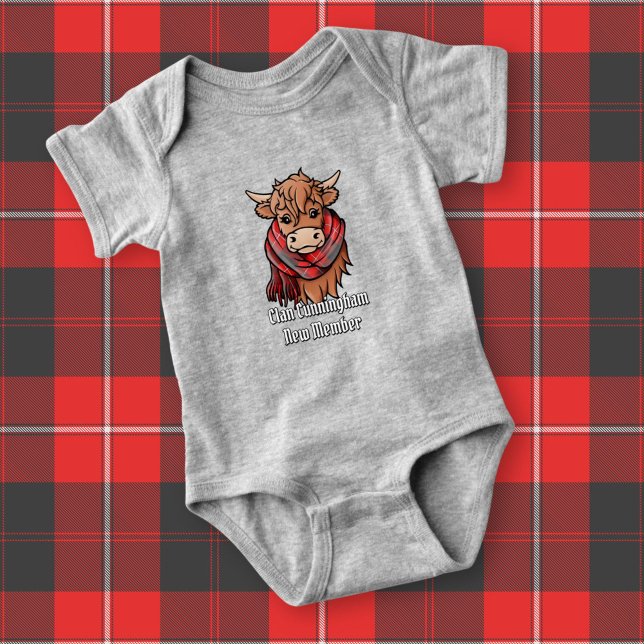 Highland Cow with Cunningham Tartan Scarf Baby Bodysuit (Creator Uploaded)