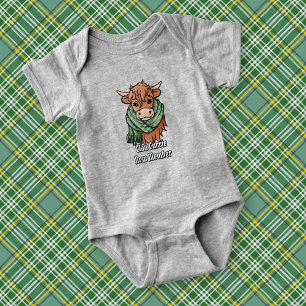 Highland Cow with Currie Tartan Scarf Baby Bodysuit