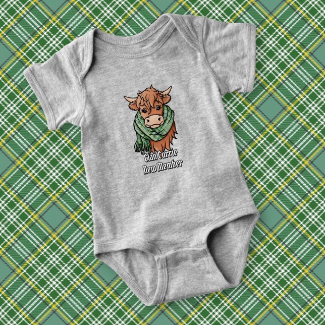 Highland Cow with Currie Tartan Scarf Baby Bodysuit (Creator Uploaded)