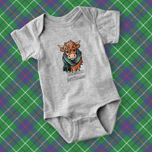 Highland Cow with Duncan Tartan Scarf Baby Bodysuit