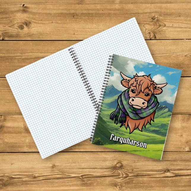 Highland Cow with Farquharson Tartan Scarf Notebook (Creator Uploaded)