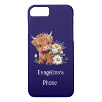Highland Cow with Flowers Custom