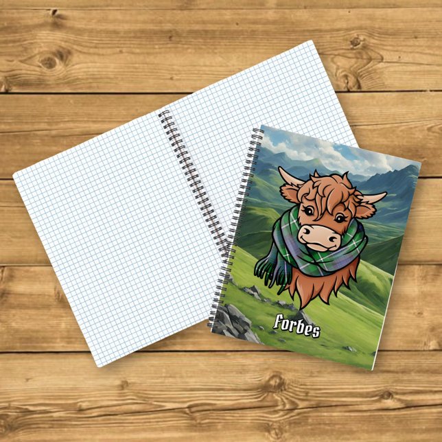 Highland Cow with Forbes Tartan Scarf Notebook (Creator Uploaded)
