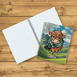 Highland Cow with Guthrie Tartan Scarf Notebook