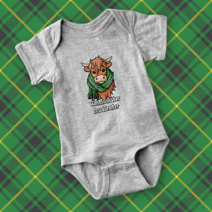 Highland Cow with MacArthur Tartan Scarf Baby Bodysuit