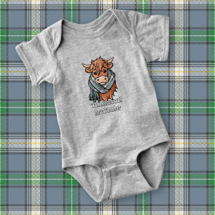Highland Cow with MacDowall Tartan Scarf Baby Bodysuit