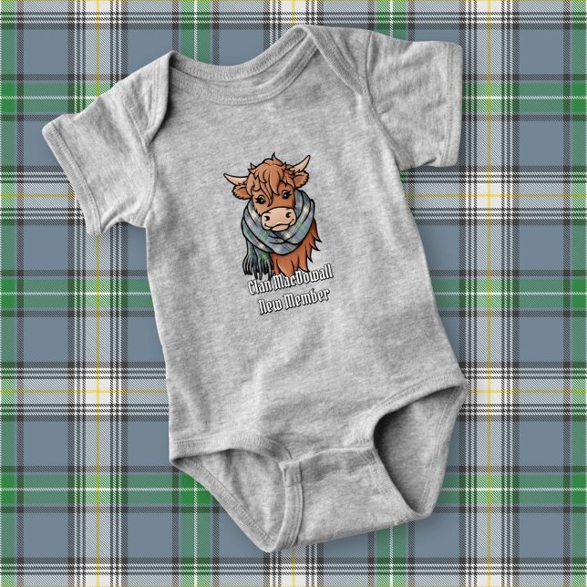 Highland Cow with MacDowall Tartan Scarf Baby Bodysuit (Creator Uploaded)