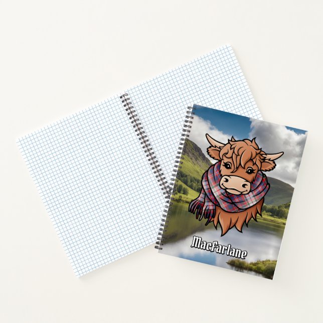 Highland Cow with MacFarlane Dress Tartan Scarf Notebook (Inside)