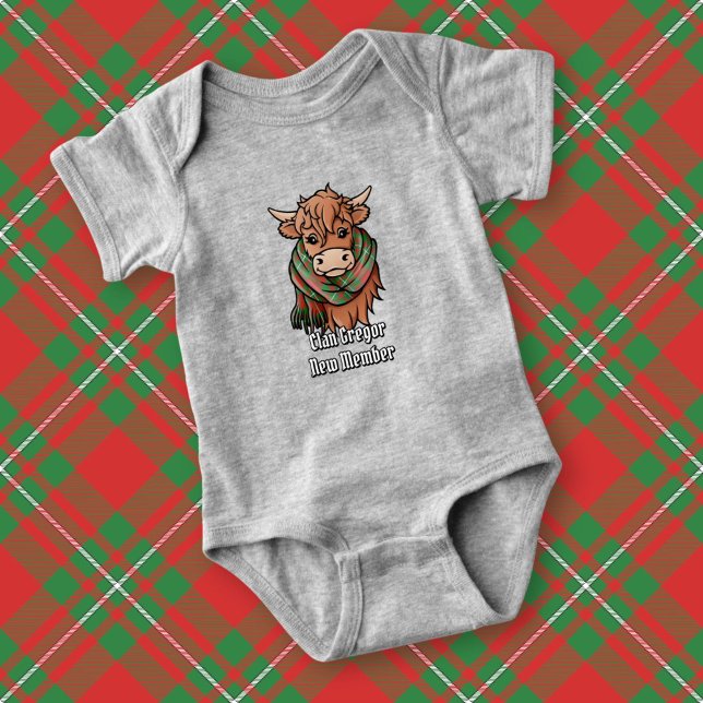 Highland Cow with MacGregor Tartan Scarf Baby Bodysuit (Creator Uploaded)