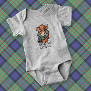 Highland Cow with MacLaren Tartan Scarf Baby Bodysuit