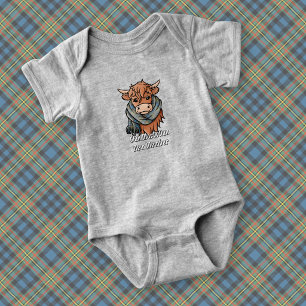 Highland Cow with MacLellan Ancient Tartan Scarf Baby Bodysuit
