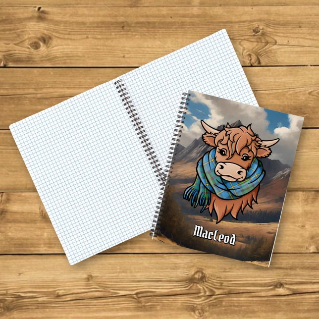 Highland Cow with MacLeod Hunting Tartan Scarf Notebook (Creator Uploaded)
