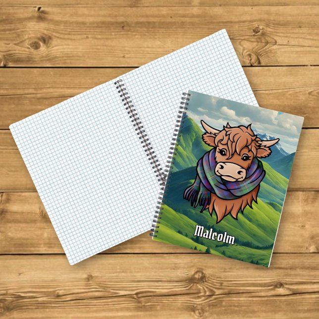 Highland Cow with Malcolm Tartan Scarf Notebook (Creator Uploaded)