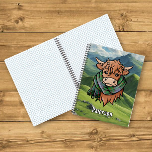 Highland Cow with Paterson Tartan Scarf Notebook