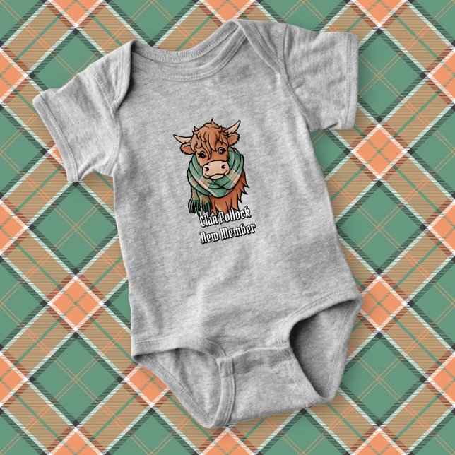 Highland Cow with Pollock Tartan Scarf Baby Bodysuit (Creator Uploaded)