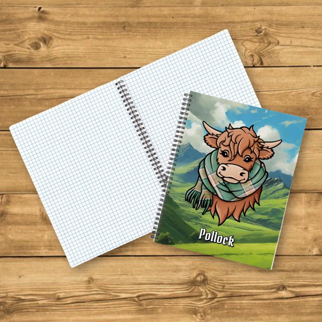 Highland Cow with Pollock Tartan Scarf Notebook (Creator Uploaded)