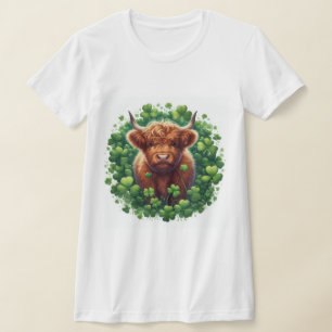 Highland Cow with Shamrocks T-Shirt