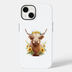 Highland Cow with Yellow Sunflower Flower Crown iPhone 14 Case