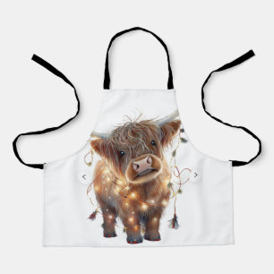highland cow xmas All-Over Print Apron