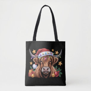 Highland Cow Xmas Heifers Farm Farmer Animal Lover Tote Bag
